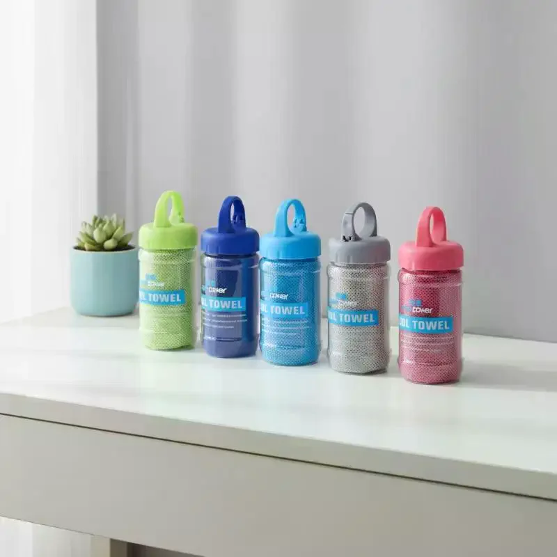 速乾性冷却タオル、携帯用ボトル付き、再利用可能なデザイン、ジ - Home Textiles Face Towel のレビューと価格