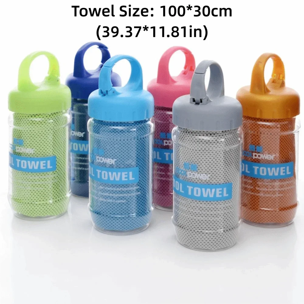 速乾性冷却タオル、携帯用ボトル付き、再利用可能なデザイン、ジ - Home Textiles Face Towel のレビューと価格
