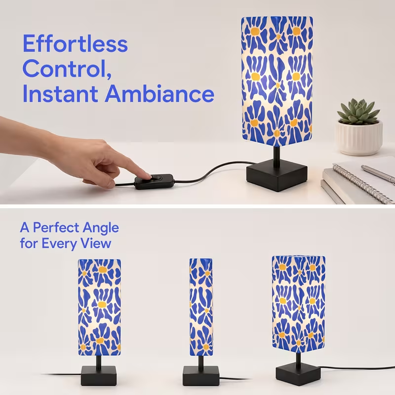 モダンでカラフルな花柄のテーブルランプ。ポップアート風のデザ - Home Textiles Usa のレビューと価格